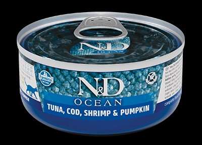 N&D CAT OCEAN TUNA,COD,SHRIMP & PUMPKIN ADULT 70gr
