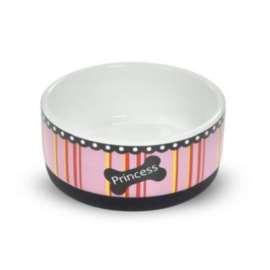 Miska ceramicz na gumie dla psa, różowa 15,5x6