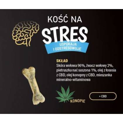 NA STRES Kość na stes z liściem konopii 12 cm