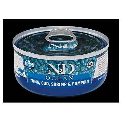 N&D CAT OCEAN TUNA,COD,SHRIMP & PUMPKIN ADULT 70gr