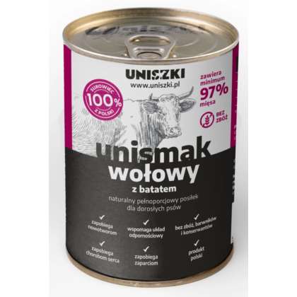 Mokra karma dla psów Unismak wołowy z batatem 410g