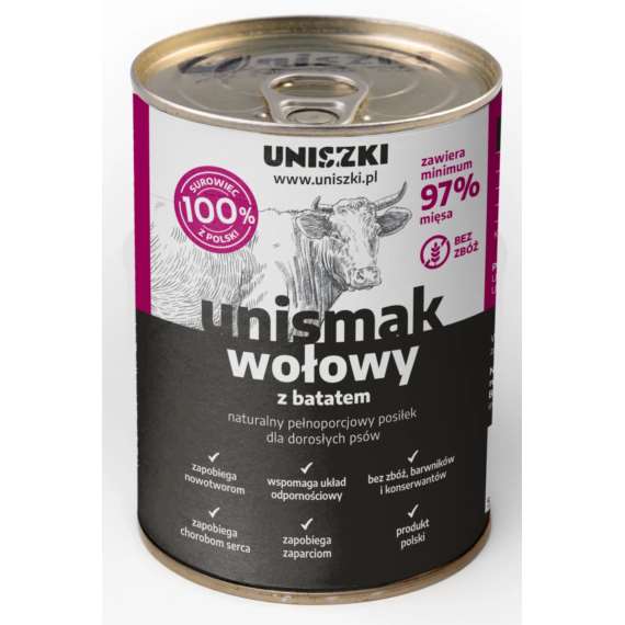 Mokra karma dla psów Unismak wołowy z batatem 410g