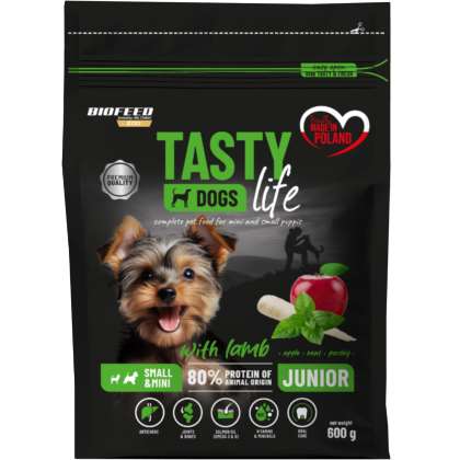 Tasty Dogs Life JUNIOR M&S z jagnięciną 600 gr