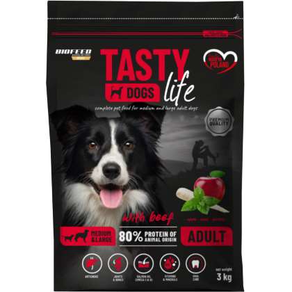 Tasty Dogs Life z wołowiną 3 kg (średnie i duże)