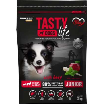 Tasty Dogs Life JUNIOR M&L z wołowiną 3 kg