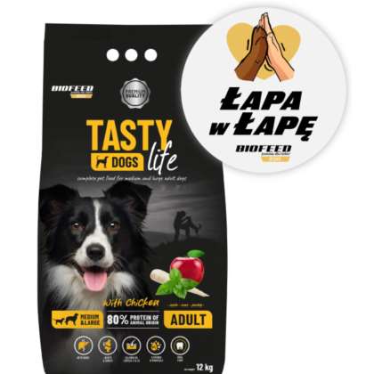 Tasty Dogs Life z kurczakiem 12kg (średnie i duże)