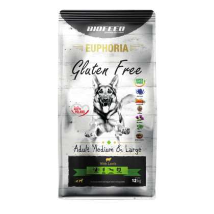 EUPHORIA GLUTEN FREE-DOROSŁE PSY ŚiDR JAGNIĘC 12KG