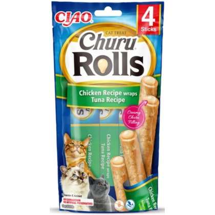 INABA CAT CHURU ROLLS CHICKEN WR.TUNA 4x10g (40g)