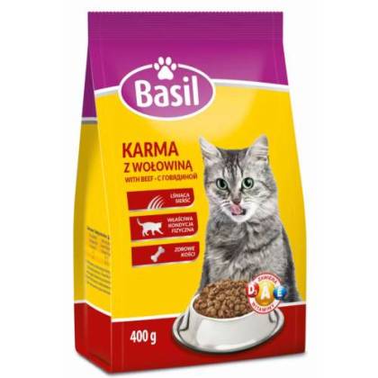 Karma sucha dla kota Basil z wołowiną 400g Karma sucha dla kota Basil z wołowiną 400g