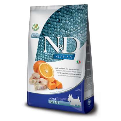 N&D Ocean Dog dorsz,dynia,pomarań Adult mini 800gr N&D Ocean Dog dorsz,dynia,pomarań Adult mini 800gr