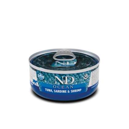 N&D CAT OCEAN TUNA, SARDINE & SHRIM ADULT 70gr N&D CAT OCEAN TUNA, SARDINE & SHRIM ADULT 70gr
