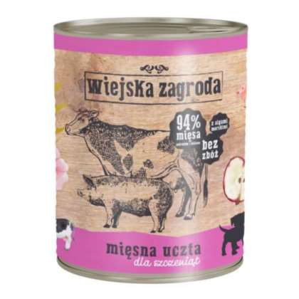 Wiejska Zagroda dla szczeniąt Mięsna uczta 800gr Wiejska Zagroda dla szczeniąt Mięsna uczta 800gr
