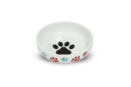 Miska ceramiczna dla kota lub psa motyw łapek 14x4