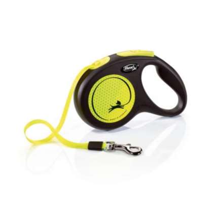 Smycz aut. Flexi Neon taśma M-5m do 25kg żółta Smycz aut. Flexi Neon taśma M-5m do 25kg żółta