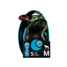 Smycz aut. Flexi Neon taśma M-5m do 25kg niebieska