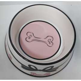 Miska ceramiczna dla psa z czarną kokardką 18,5X7c Miska ceramiczna dla psa z czarną kokardką 18,5X7c