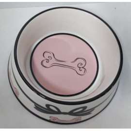 Miska ceramiczna dla psa z czarną kokardką 18,5X7c Miska ceramiczna dla psa z czarną kokardką 18,5X7c