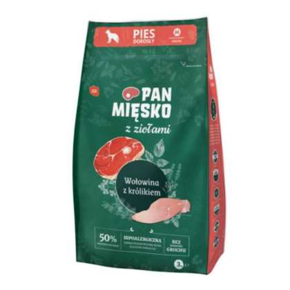 Pan Mięsko z Ziołami Wołowinw z królikiem M 3kg Pan Mięsko z Ziołami Wołowinw z królikiem M 3kg