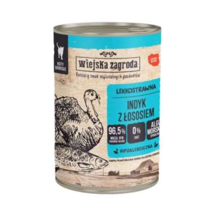 Wiejska Zagroda Kot indyk z łososiem 400g Wiejska Zagroda Kot indyk z łososiem 400g