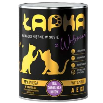 Łapka Kawałki dla kota z drobiem w sosie 415g Łapka Kawałki dla kota z drobiem w sosie 415g