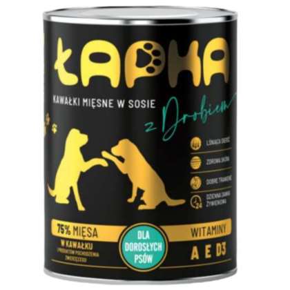 Łapka Kawałki dla psa z drobiem w sosie 415g Łapka Kawałki dla psa z drobiem w sosie 415g