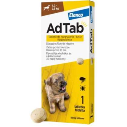 AdTab tabletka dla psa 1,3-2,5 kg pchły i kleszcze AdTab tabletka dla psa 1,3-2,5 kg pchły i kleszcze
