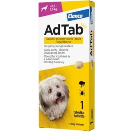 AdTab tabletka dla psa 2,5-5,5 kg pchły i kleszcze AdTab tabletka dla psa 2,5-5,5 kg pchły i kleszcze