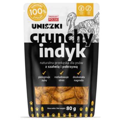 Crunchy indyk z szałwią i pokrzywą 80 gram Crunchy indyk z szałwią i pokrzywą 80 gram