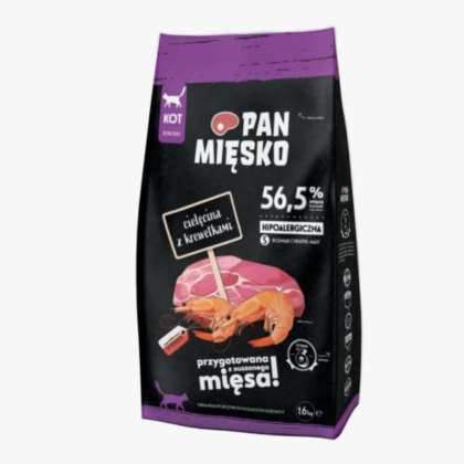 Pan Mięsko dla kota Cielęcina z krewet S 1,6kg Pan Mięsko dla kota Cielęcina z krewet S 1,6kg