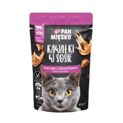 Kawałki w sosie Kurczak z krewetką dla kota 85gr Kawałki w sosie Kurczak z krewetką dla kota 85gr