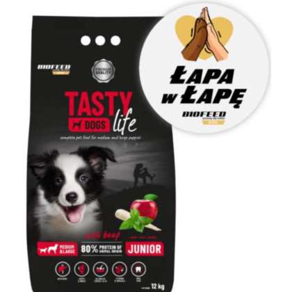 Tasty Dogs Life JUNIOR M&L z wołowiną 12 kg Tasty Dogs Life JUNIOR M&L z wołowiną 12 kg
