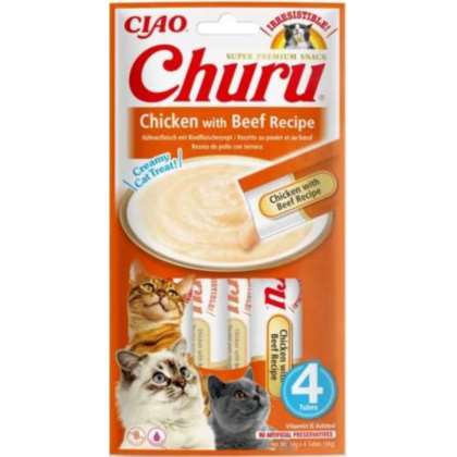 INABA CAT CHURU CHICKEN WITH BEEF 4x14g (56g) INABA CAT CHURU CHICKEN WITH BEEF 4x14g (56g)