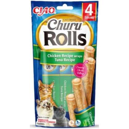 INABA CAT CHURU ROLLS CHICKEN WR.TUNA 4x10g (40g) INABA CAT CHURU ROLLS CHICKEN WR.TUNA 4x10g (40g)