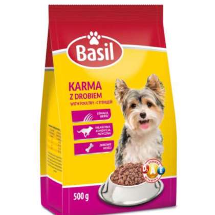Karma sucha dla psa Basil z drobiem 500 gram Karma sucha dla psa Basil z drobiem 500 gram