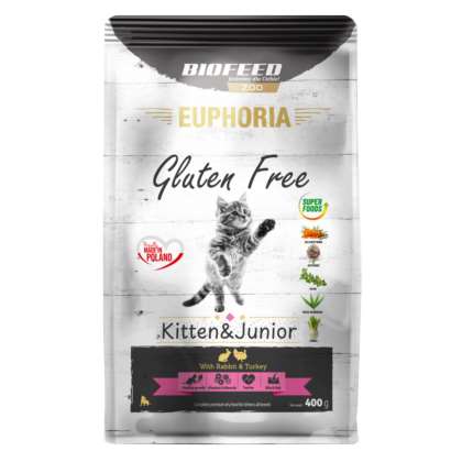 EUPHORIA Cat KITTEN & JUNIOR Indyk & Królik 400 g EUPHORIA Cat KITTEN & JUNIOR Indyk & Królik 400 g