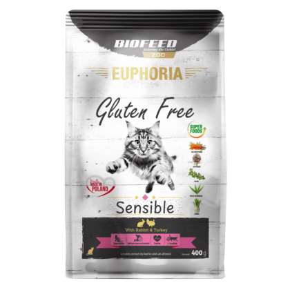 EUPHORIA Gluten Free Cat SENSIBLE Indyk&Królik 400 EUPHORIA Gluten Free Cat SENSIBLE Indyk&Królik 400