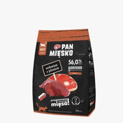 Pan Mięsko sucha dla kota Wołowina z jelenie 400gr Pan Mięsko sucha dla kota Wołowina z jelenie 400gr