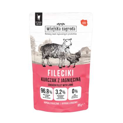 Wiejska Zagroda Fileciki kurczak z jagnięciną 85g Wiejska Zagroda Fileciki kurczak z jagnięciną 85g