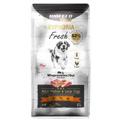 EUPHORIA Fresh z wieprzowiną i gęsią M/L 2 kg