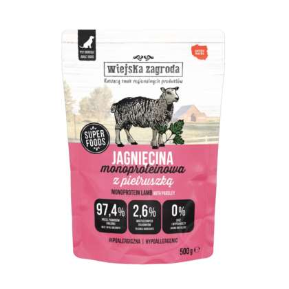 Wiejska Zagroda dla psa Monoproteinowa Jagnię 500g