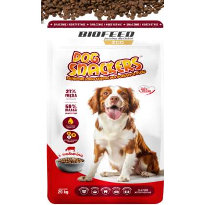 BIOFEED DOG SNACKERS ADULT Z WOŁOWINĄ 20 KG