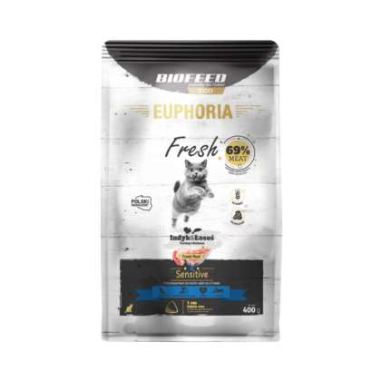 EUPHORIA Fresh Meat Cat SENSITIV łosoś/indyk 400gr